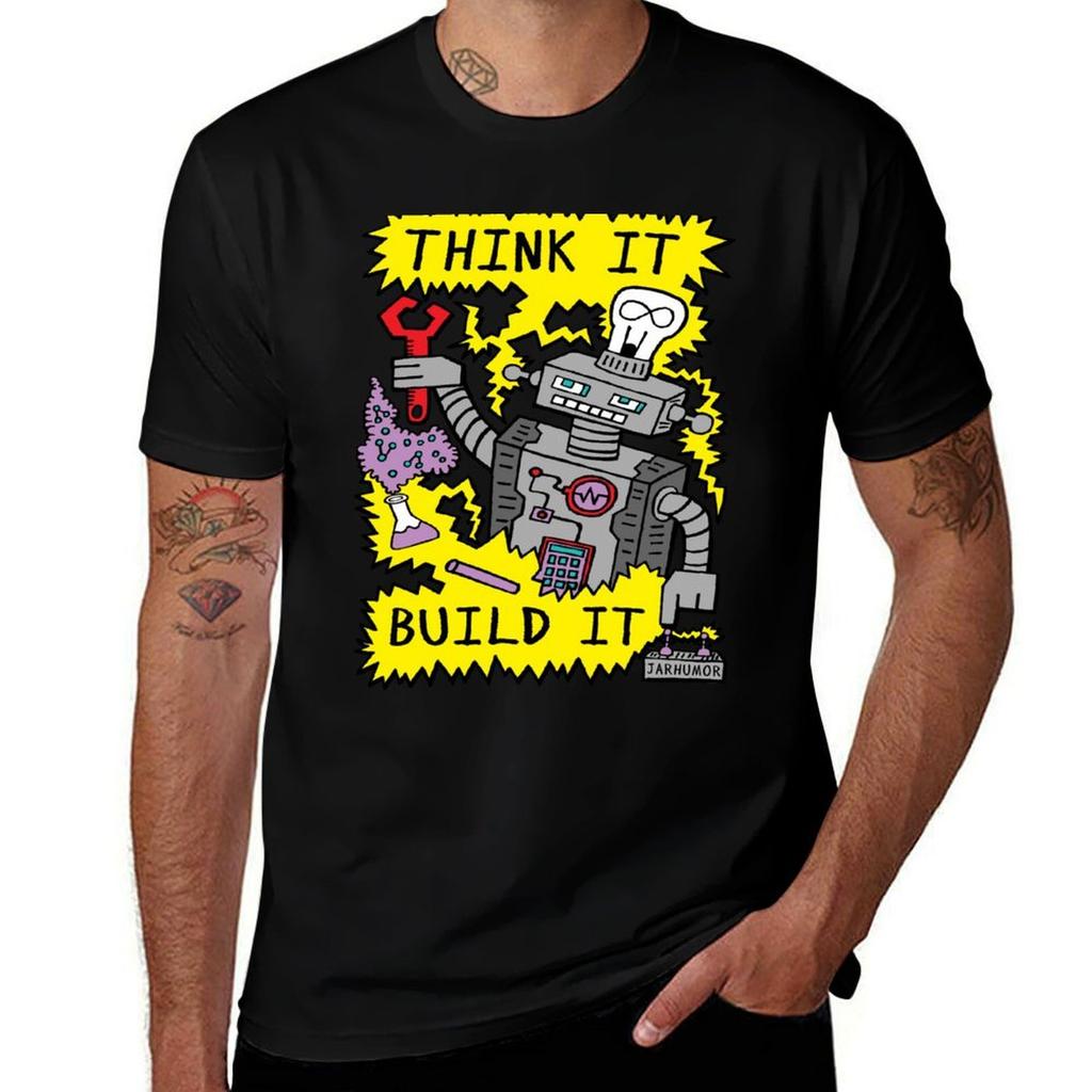 Think Build Robot TShirt t shirts for man slim fit anime t shirts for man TShirt