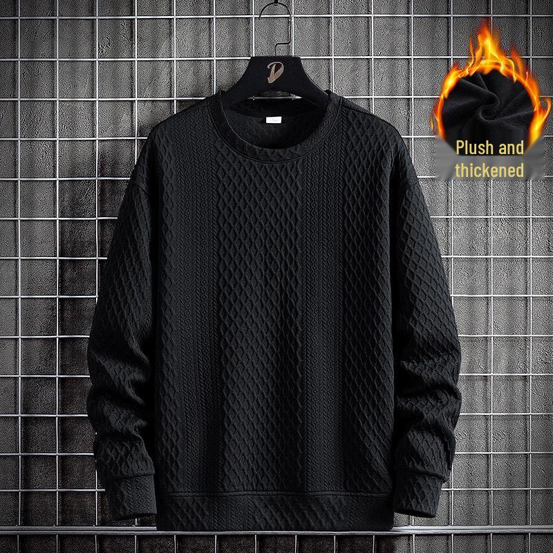 Men's Trendy Jacquard Hoodie: Spring/Autumn Long Sleeve Loose Fit Pullover