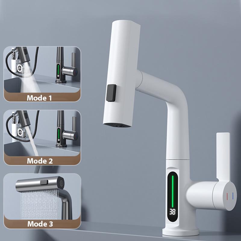 Gunmetal Multifunctional Pull-Out Basin Faucet for Bathroom