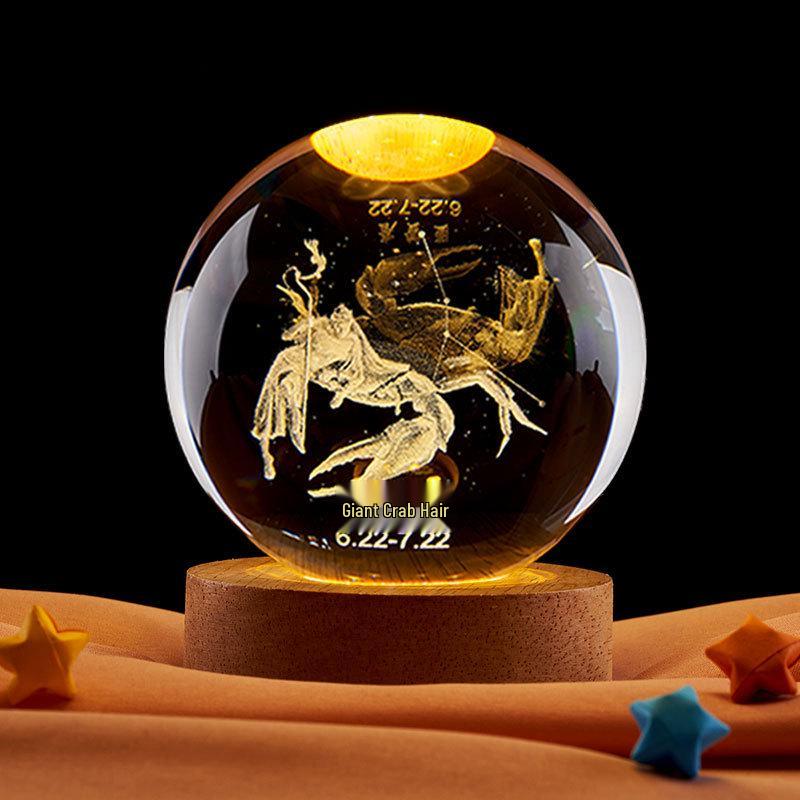 Pisces Constellation 3D Crystal Ball Night Light – Valentine's Day & Birthday Gift for Girls