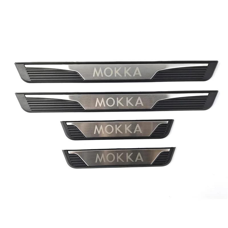 4ks/šarže ABS Nerezová ocel Pro 2012- OPEL MOKKA X J13 Dekorativní kryt prahových lišt dveří Vítejte Scuff Plate