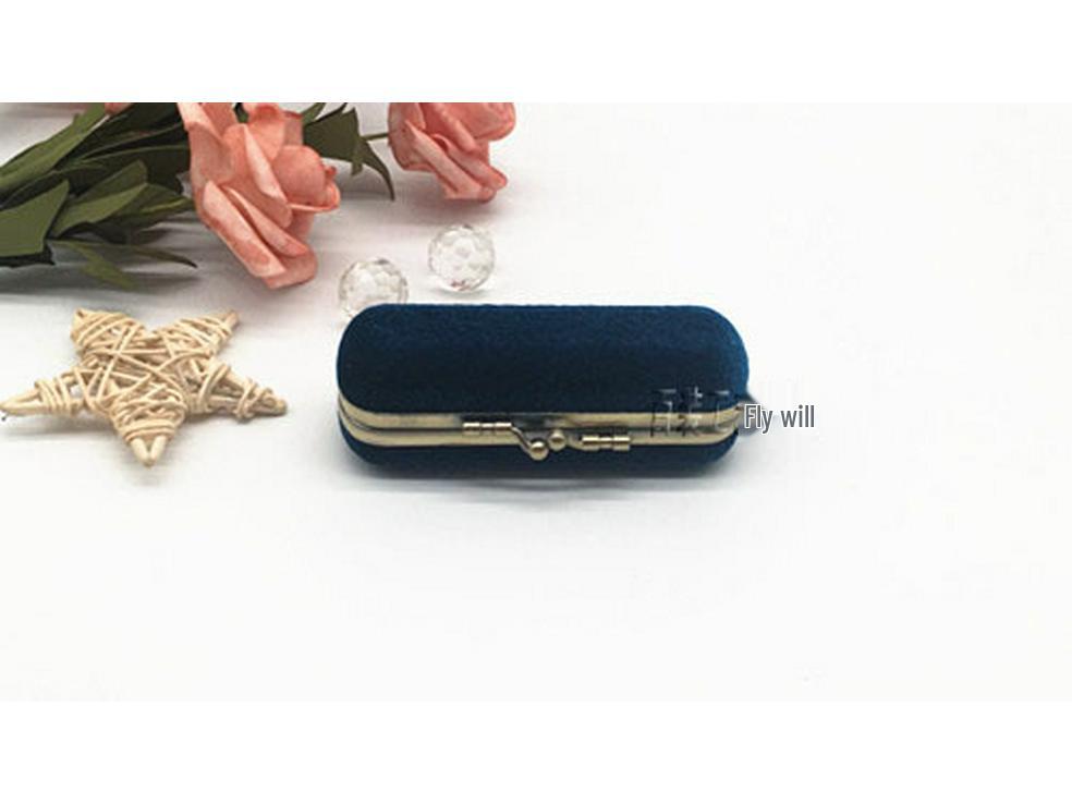 Creative Velvet Antique Bronze Clasp Lipstick Box with Mirror - Single Lipstick Storage and Gift Box