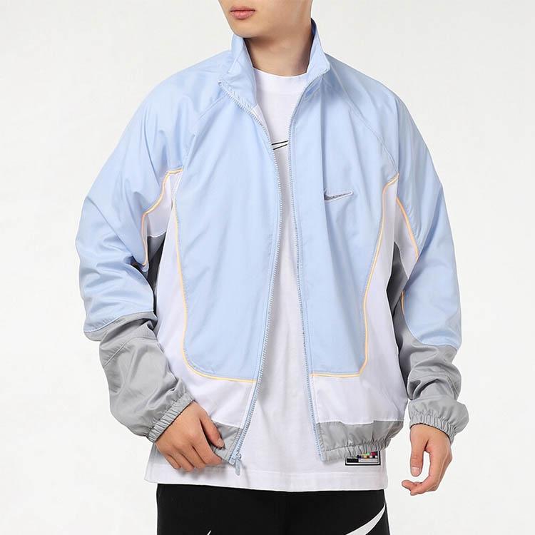 Nike Throwback Woven Basketball Jacket With Stand Collar Men Jackets Hydrogen-Blue CV1932-407