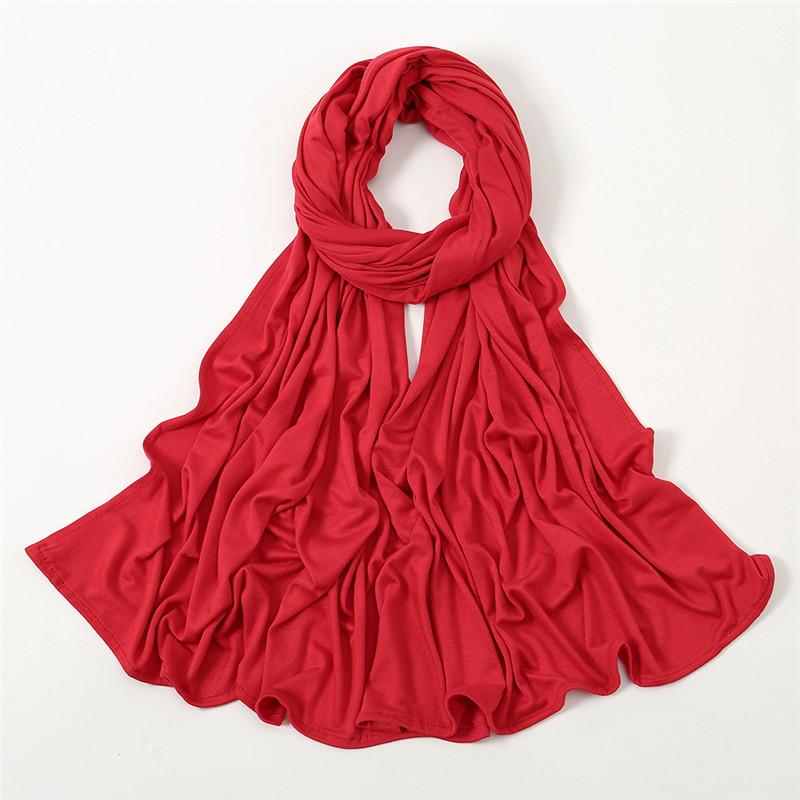 Plain Jersey Thick Hijab Scarf Cotton Polyester Wrap Elasticity Shawls Foulards Long Stretchy Turban Muslim Head Snood 180*60Cm