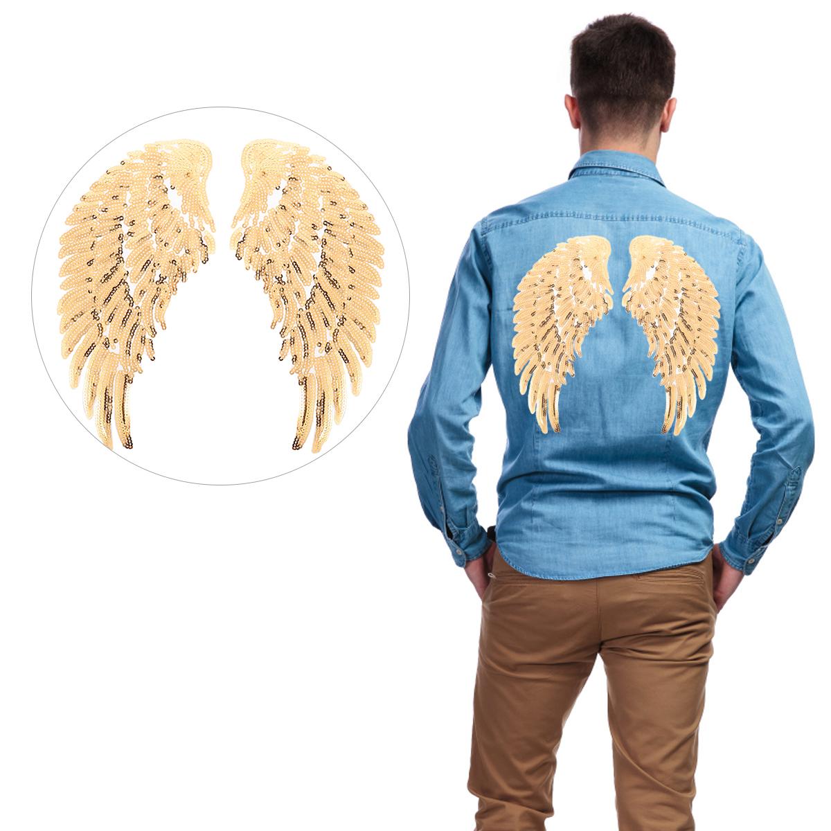 

Крылья ангела DIY нашивка аксессуары для улицы блестящие нашивки декор куртки одежда угловая аппликация одежда золотистый