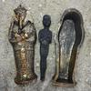 Egyptian King Pharaoh Sarcophagus Coffin with Mummy Figurine Statue Miniature Sandplay Decor Miniature Model Home Decoration
