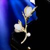 Women's Classic Magnolia Flower Brooch, Luxury Lapel Pin for Coats, Elegant Corsage Accessory Gift