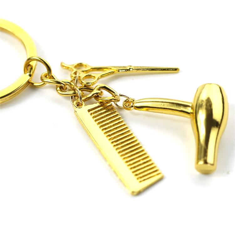 Mode Hårtorkare Kammar Sax Hänge Nyckelring Frisörverktyg Stylist Blås Salong Kreativa Gåvor
