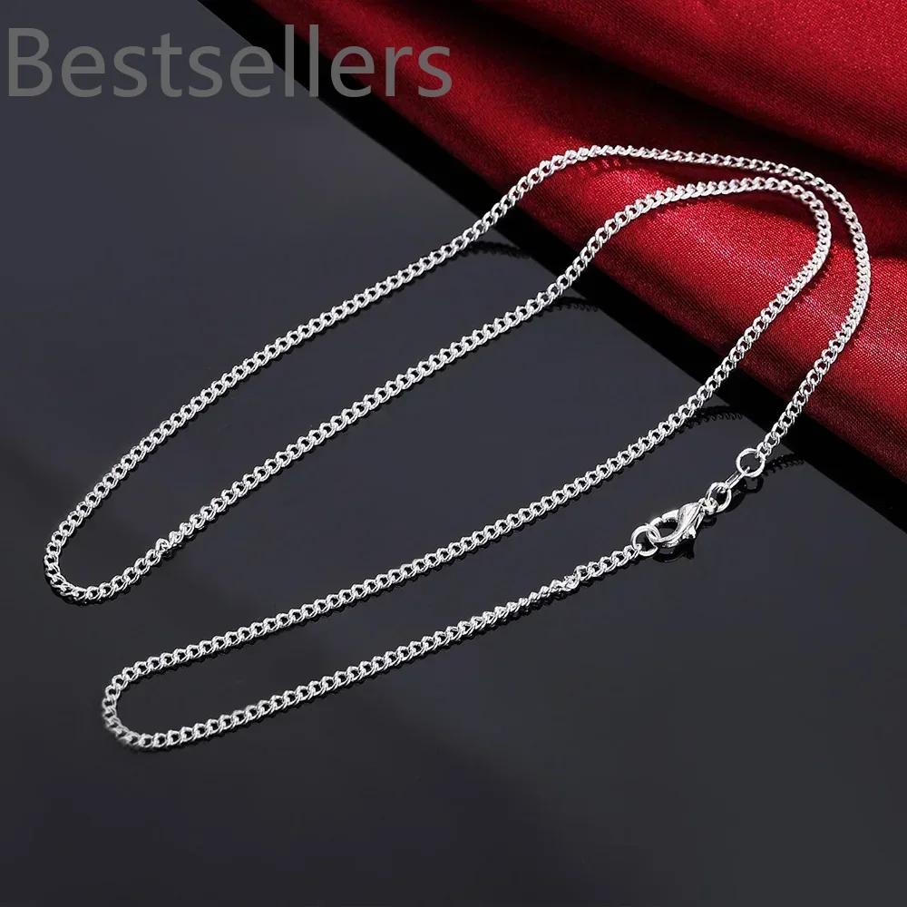 40-75cm 925 Sterling Silver Necklace 16/18/20/22/24/26/28/30 Inch 2MM String chain for Women Men for Jewelrys pendants