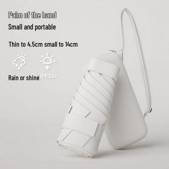 New Macaron Color Five-Fold Ultra-Light Sun Protection Compact Mini Umbrella with Buckle Handle