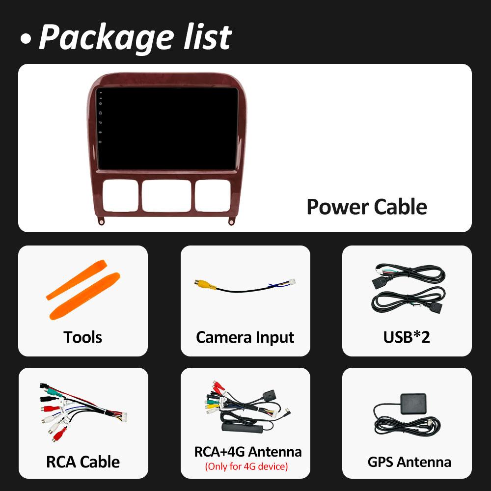 9 inch Android 14 For Mercedes Benz S Class W220 S280 S320 S350 S400 S430 S500 S600 AMG 1998 - 2002 2003 2004 2005 Head Unit BT