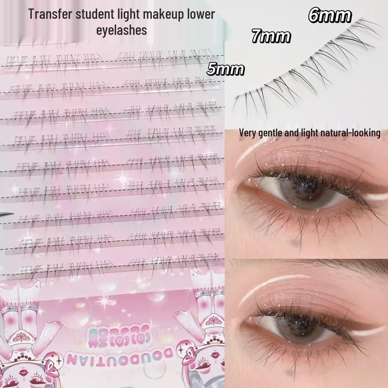 

Doudou Sweet Natural Light Makeup Lower Eyelashes - Ultra-Fine, Soft, Transparent Stem for a Wild, Messy Look