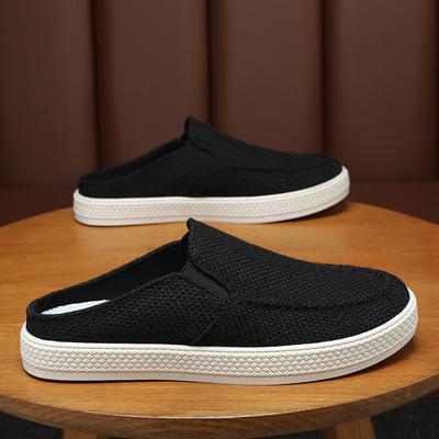 Summer New Summer Breathable One-pedal Office Half Slippers Men's Cloth Shoes Canvas Lazy Shoes