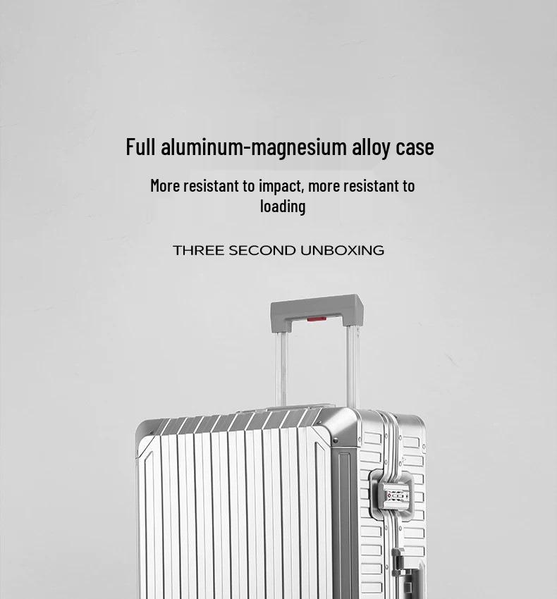 20-Inch Women's & 26-Inch Men's Aluminum-Magnesium Alloy Suitcase with Metal Telescopic Handle & Password Lock.