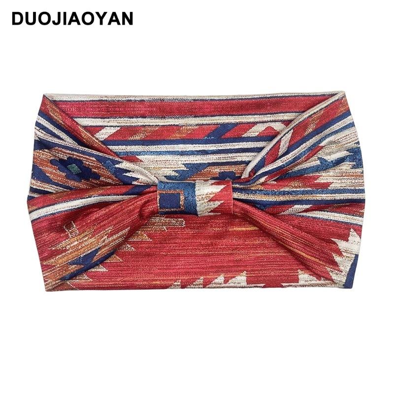 Knot Headband, Color Blocked Pattern Printed Sports Headband, Fashionable Polka Dot Wide Edge Elastic Headband