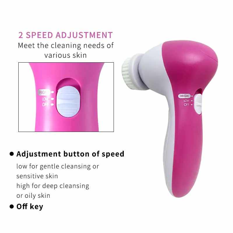 Gesichtsreinigungsbürste Gesichtspeeling: 7in1 JBK-D Elektrisches Peeling Spin Cleanser Gerät Wasserdichtes Tiefenreinigungs-Exfol