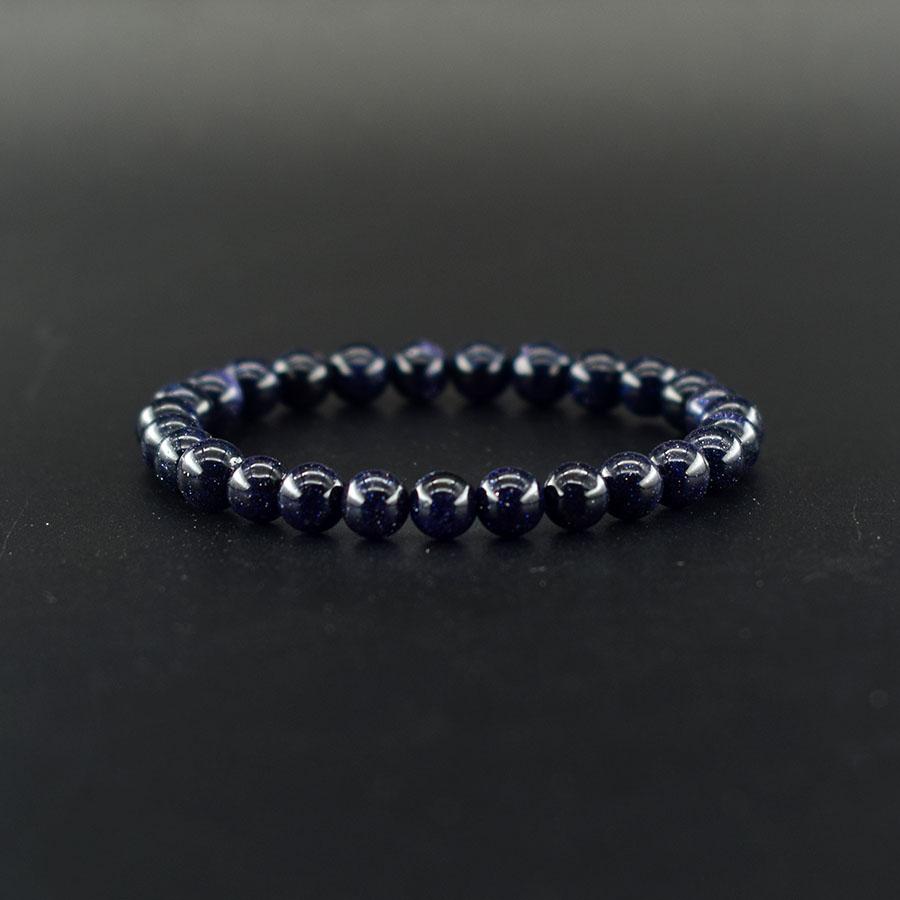 Natürliches Blaues Sandstein Runder Perlen Armband für Mann Mode Vintage Natürlicher Kristall Achat Schmuck für Frauen Yoga Meditation Geschenk