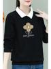 2025 Autumn/Winter Women's Plus Size Velvet Polo Collar Long Sleeve Cartoon Print Sweater