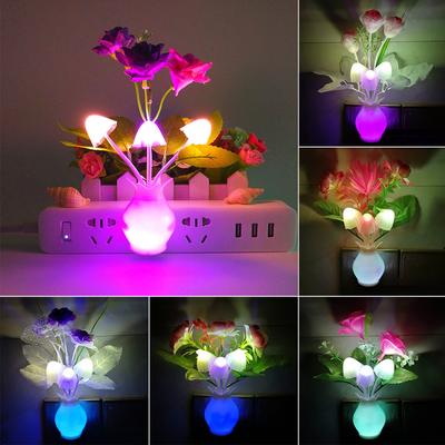 Rose Blume Led Nachtlicht Mit Sensor Plug-in Auto Schalter Pilz Nacht Lampe Wand Licht Hause Wohnzimmer Dekor