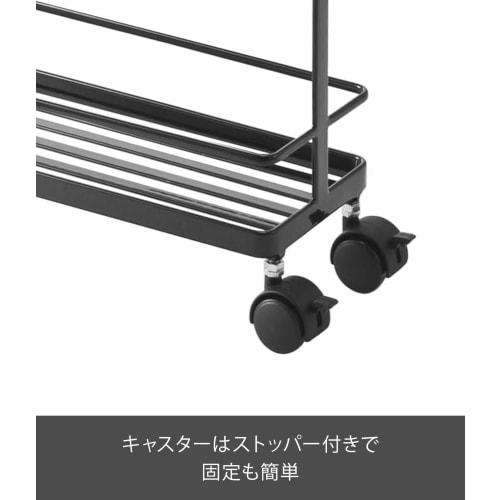Yamazaki Slim Kitchen Cart, Black, Approx. W38 x D12 x H66cm, Tower [Assembly Required: Casters and Hooks Attached] 7152