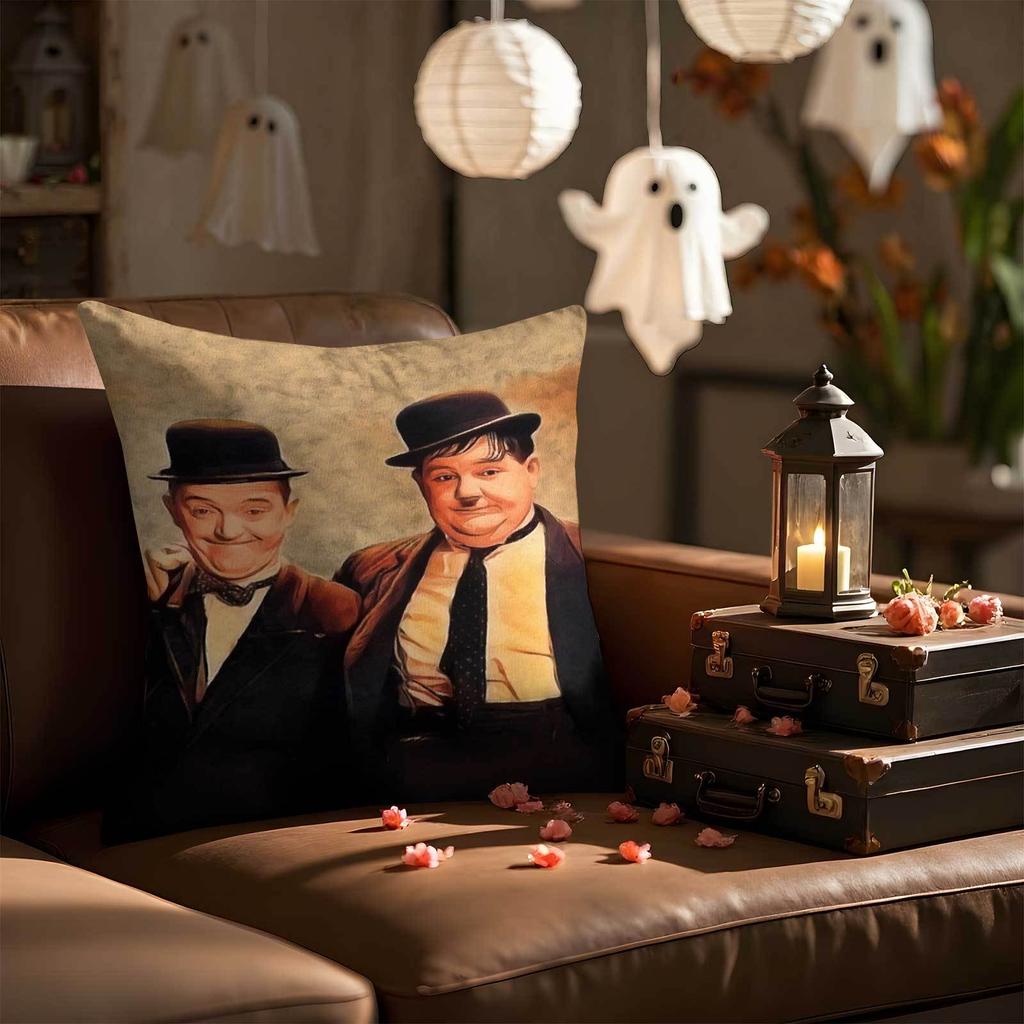 Classic Comedy Duo Print Cushion Cover, Zippered & Machine Washable Stain-Resistant, Sofa & Bed Pillowcase