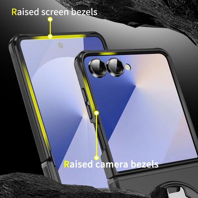 Finger Ring Kickstand Black Matte Design Case for Samsung Galaxy Z Flip7 5G Flip6 Flip 7 6 Zflip7 Protection Cases