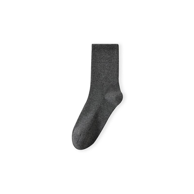 Pure Cotton Socks, Autumn and Winter Mid-tube Socks, Antibacterial and Sweat-absorbing Solid-color Antibacterial and Deodorizing Men's Cotton Socks