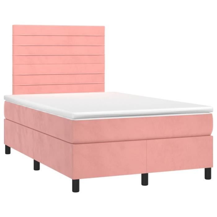 3143078 vidaXL Divan-lit À Sommier Tapissier Avec Matelas Rose 120x200 Cm Velours