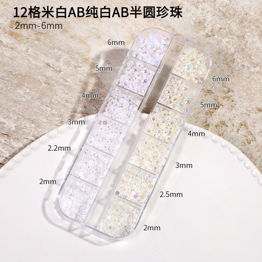 Ins Japanese Flat-Bottom Manicure, Pure White Beige Pearl, Semi-Round, Full-Round Highlight, No Peeling, No Fading, Nail Accessories