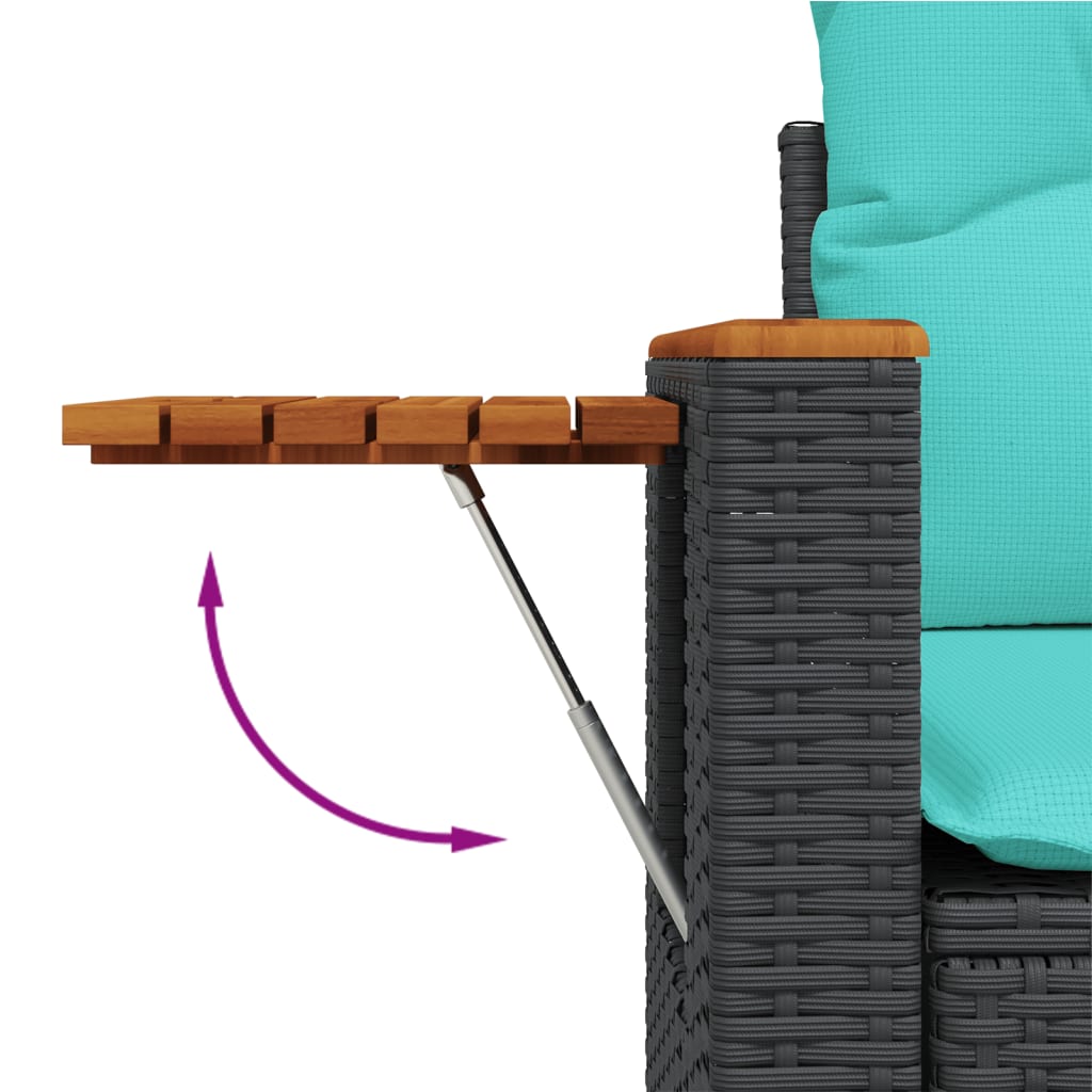 6 Piece Garden Sofa Set with Cushions Black Poly Rattan