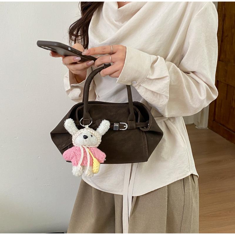 Minimalist Solid Color Handbag Women Belt Buckle Design Shoulder Bag Elegant Pu Leather Crossbody Bag Daily Commuting Mini Bag