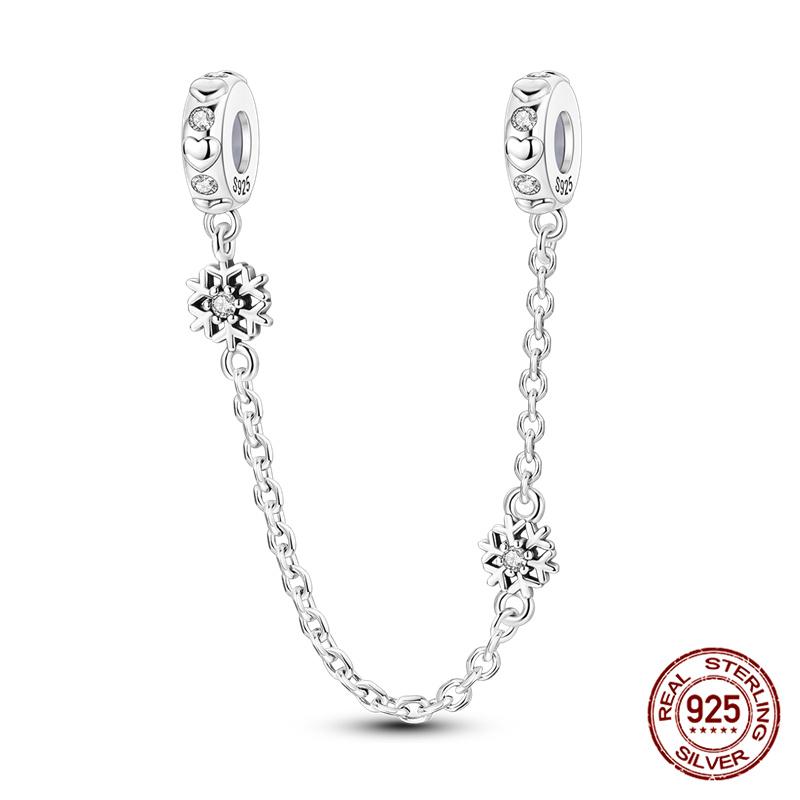 Original 100% 925 Silver Star Moon Safety Chain Fit 925 Original Bracelet & 3mm Bracelet DIY Jewelry Making Women Gift