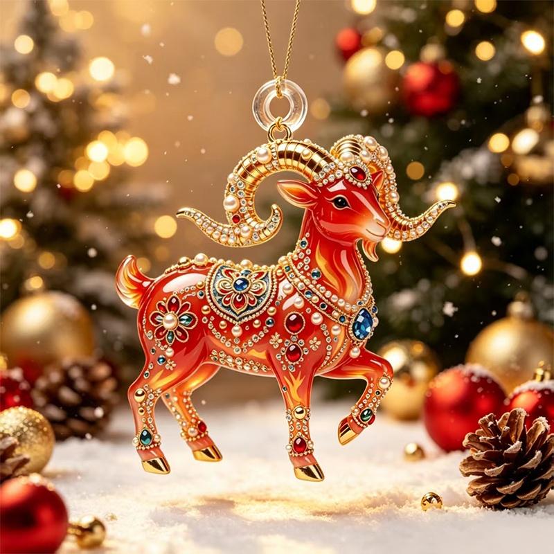 Christmas Hanging Sheep Ornament Cute Flat Acrylic Lamb Pendant Suitable for Xmas Tree Office Holiday Decor