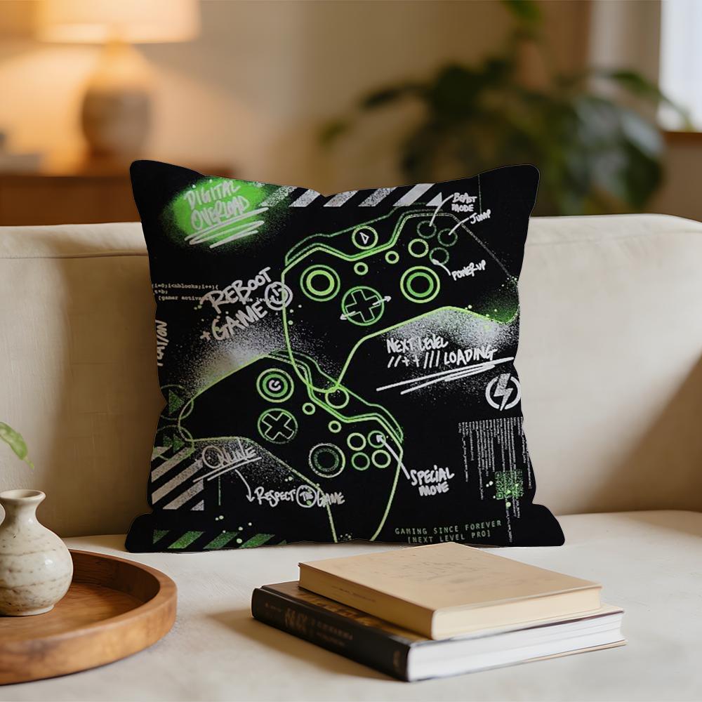 Colorful Graffiti Game Gamepad Cushion Cover Short plush pillowcase for bed sofa carwashable