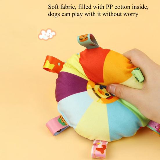 2 Pcs Rainbow Plush Flying Disc Dog Toy Interactive Sound Toy Outdoor Training Game Dog Chew Toy for Small Large Dogs
