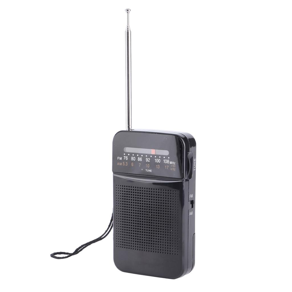 Portable AM FM Radio Black Color Headset Pluggable Built in Loud Speaker AM FM Transistor Radio