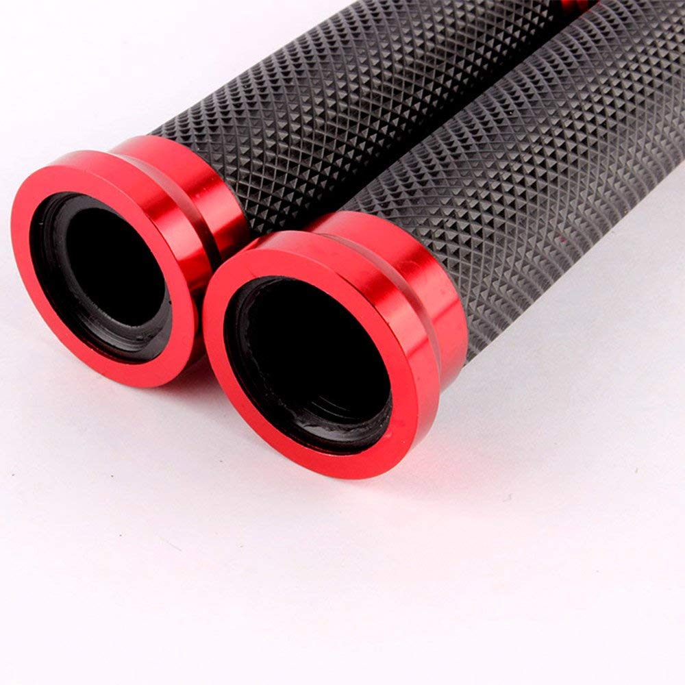 Karun Bike Clip Universal Motorcycle Clip Aluminum Bar End 22.2mm CNC Hand Grip Left and Right Set (Red)