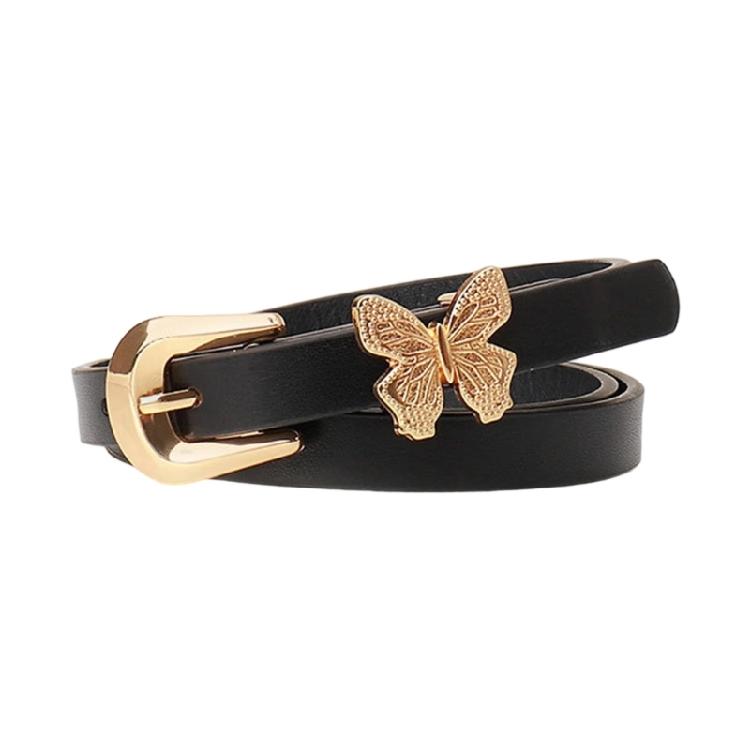 Lovely Butterfly Adorned PU Waist Belt Vibrant Color Waist Cinching Band Waist Girdle for Daily or Special Occasion