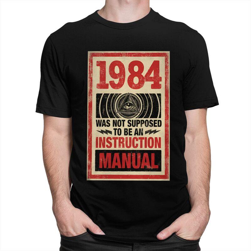 1984 George Orwell Big Brother T Shirt for Men Short Sleeves Novelty Awesome Clothing Streetwear Summer 100 Cotton Tee Tops