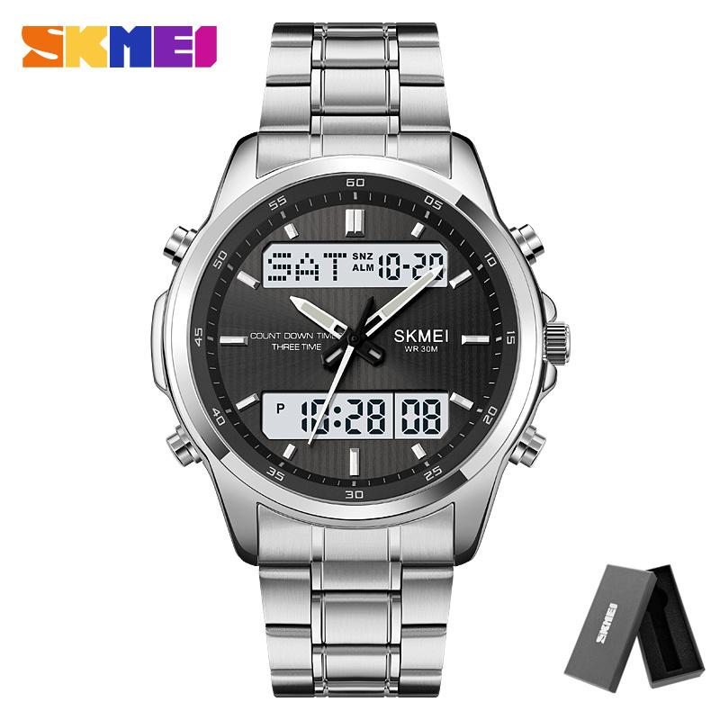 SKMEI 2049 Alarm Clock relogio masculino 3 Time Countdown Timer Digital Wristwatches Mens Back Light Sport Watch Waterproof