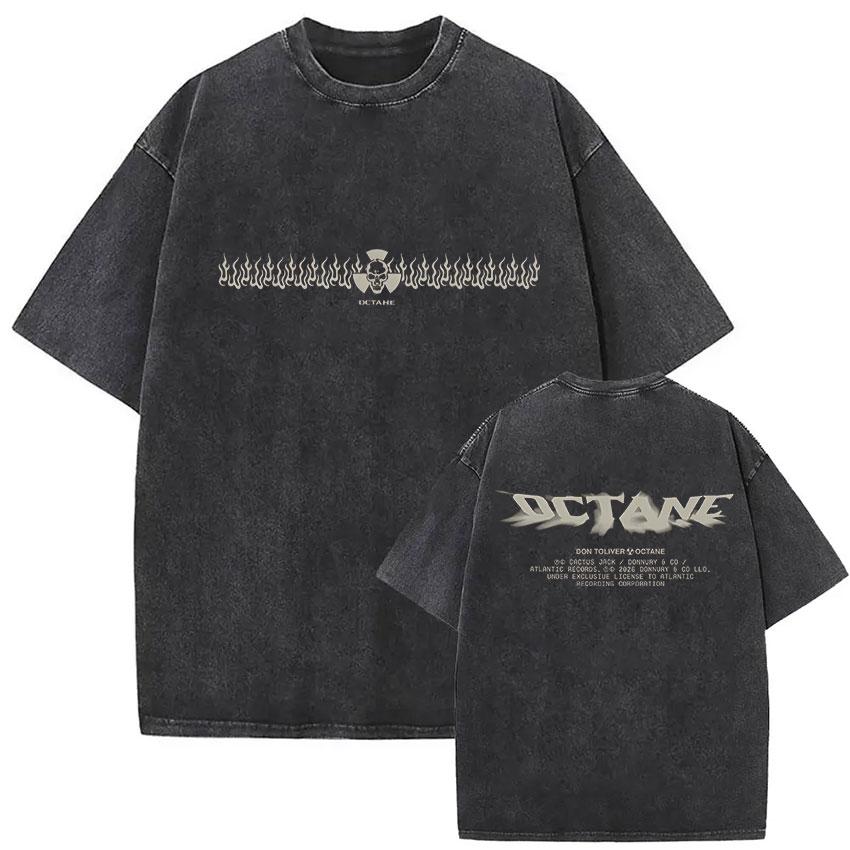 Vintage Washed Don Toliver Octane Tour 2026 Merch T Shirt Mens Rap Punk Gothic Short Sleeve Tshirt Hip Hop Loose Clothing Tees