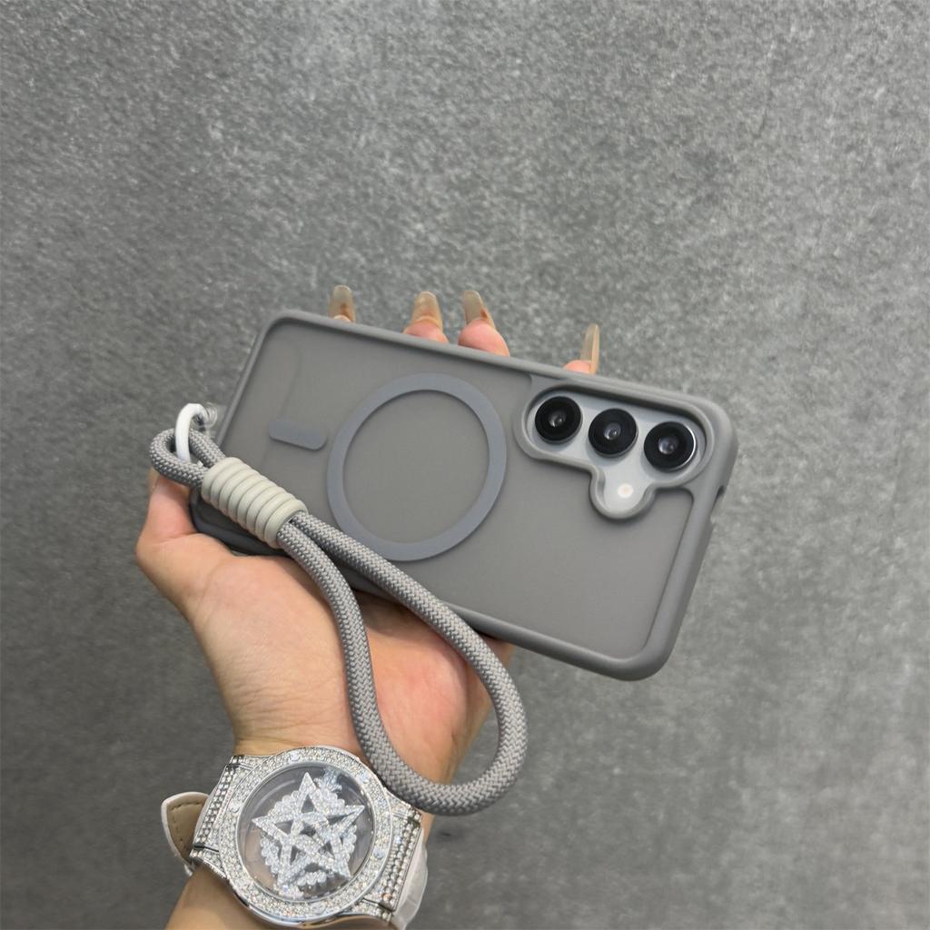 Matte Magnetic Hand Wrist Strap Case for Samsung Galaxy S26 S25 Ultra S24 Plus S23 FE A56 A55 A16 A54 A35 A15 Lanyard Slim Cover