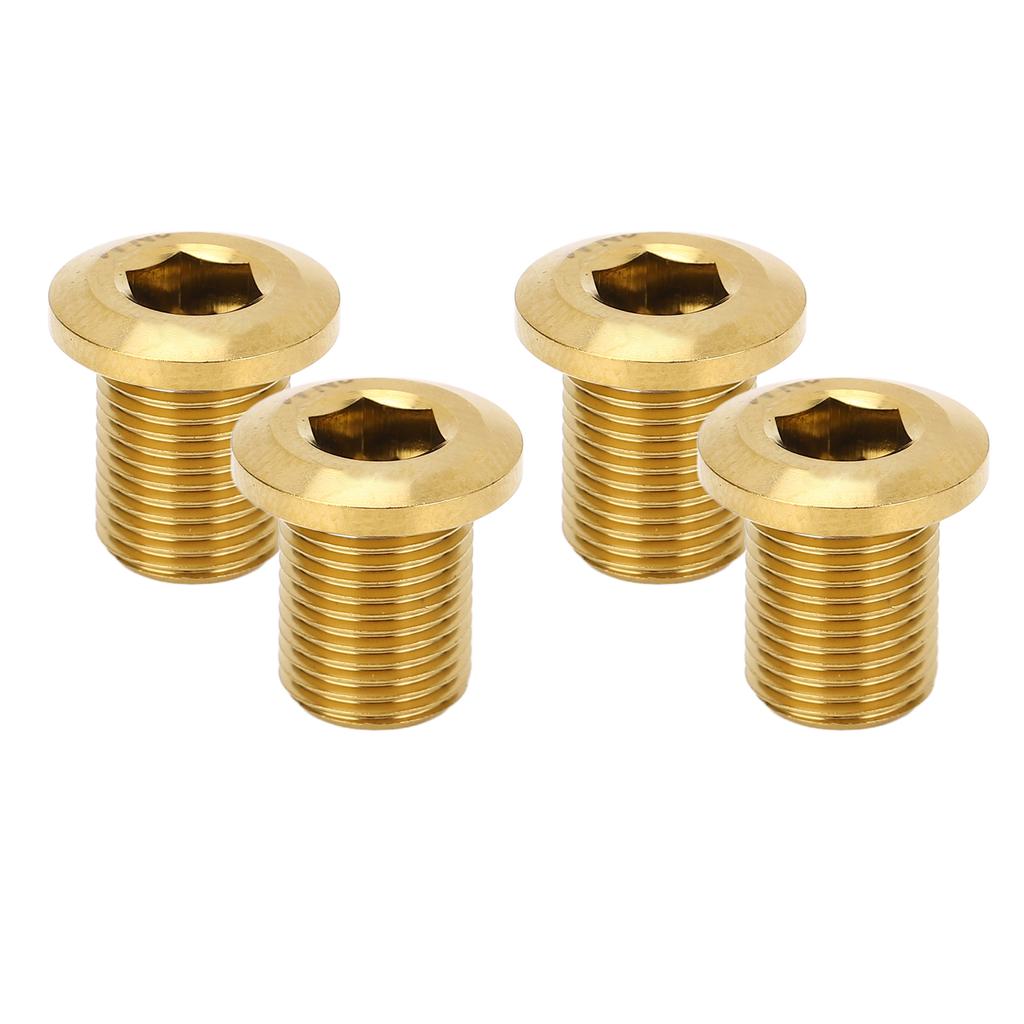 4pcs Bike Chainring Screw Gold Metal CNC Processed Anti Loosening Road Bike Chainwheel Screw for