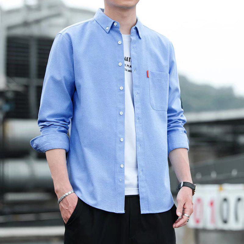 2022 Men's Non-Iron Casual Slim Fit Retro Solid Color Long Sleeve Shirt