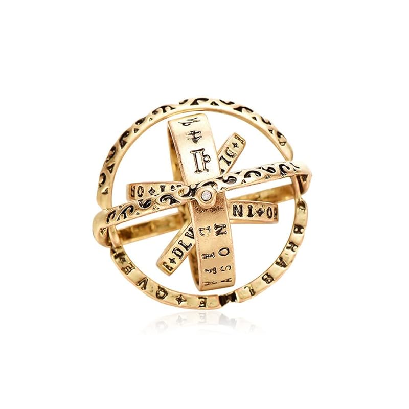 

[Rockyu] ring men s silver gold stainless steel unique space ring ball ring foldable seismograph astronomy Celestial body couple ring sphere cosmic