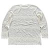 Off-white Lace Long Sleeve Women's Round Neck Crochet Loose Top