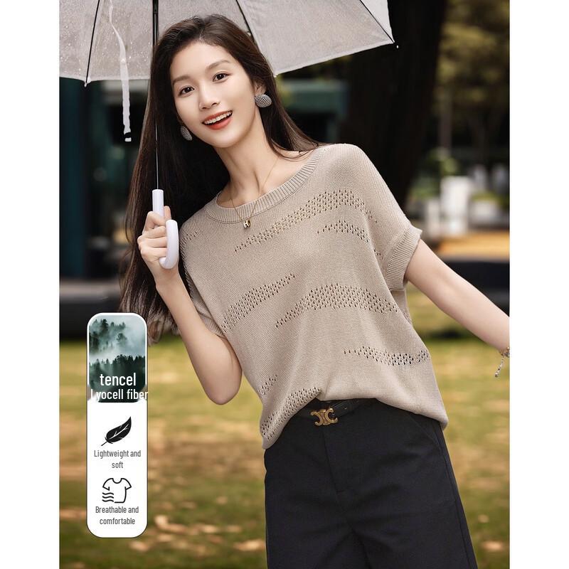 Demana Women s Linen Lyocell Blend Knit Top L