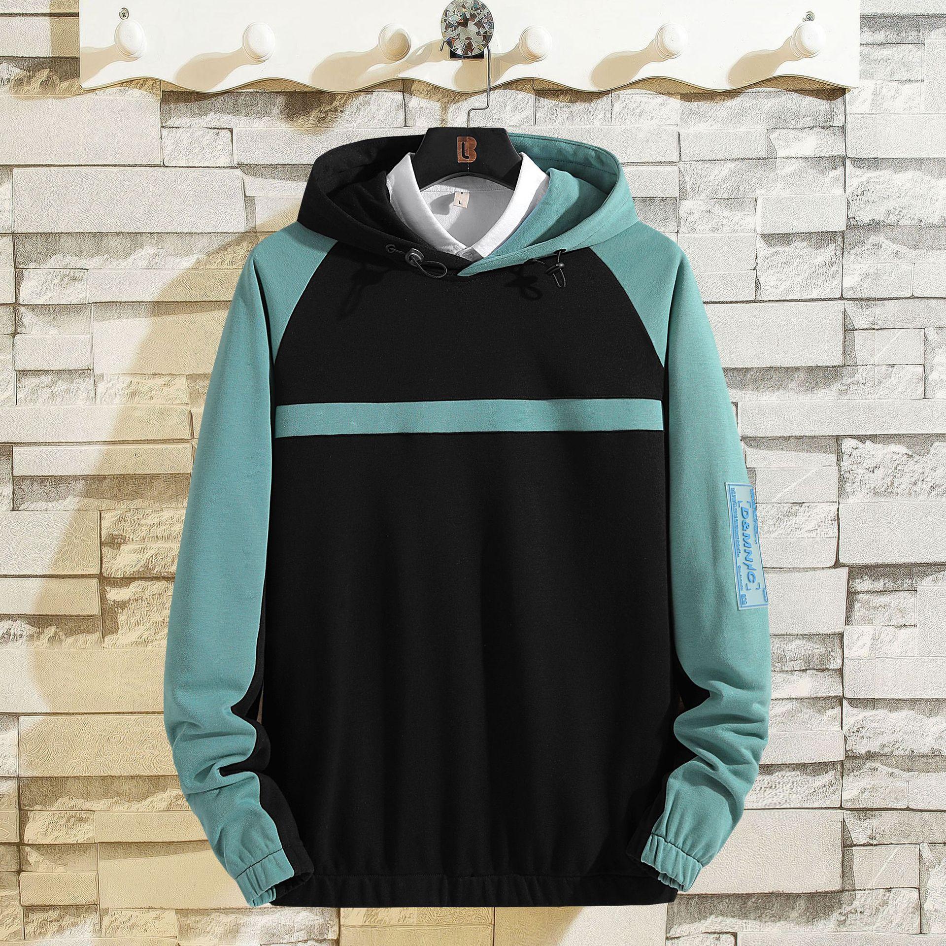 

Мужской свитер с длинными рукавами, мужской свободный свитер большого размера с цветовым сочетанием XXXL чёрный