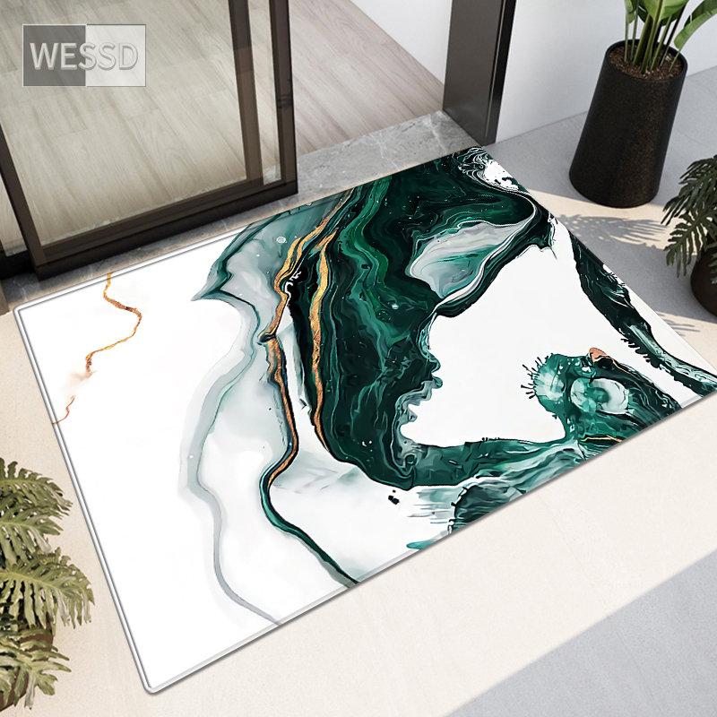 Green White Abstract Painting Rug For Kitchen Floor Small Living Room Carpet Soft Fashion Bedroom Mat Bathroom Rug