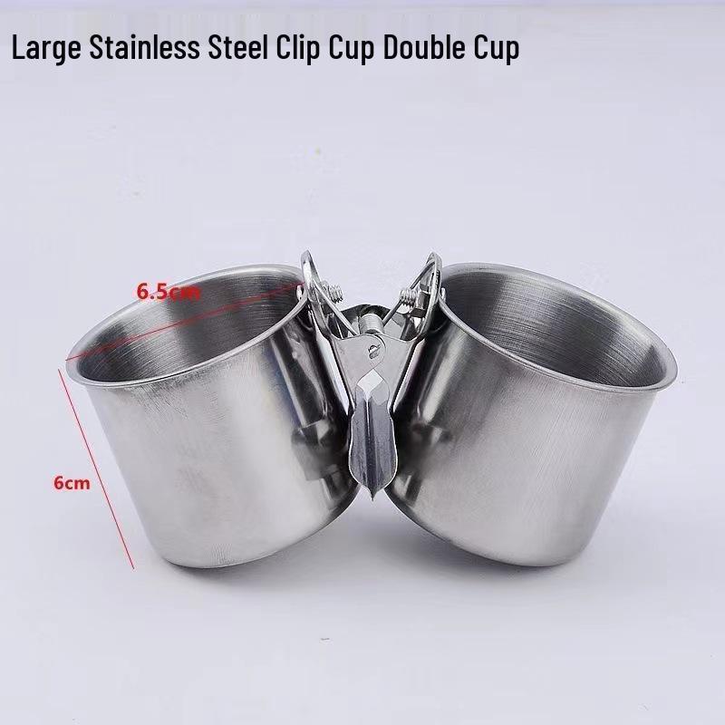 Stainless Steel Bird Feeder Cup for Budgies and Cockatiels - Food and Water Dish Birdcage Accessory.